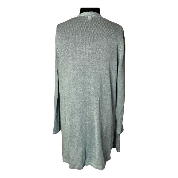 J. Jill | Blue Linen Blend Open Front Longline Duster Cardigan, Medium Petite - Picture 2 of 5